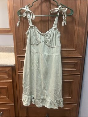 Women's Cotton and Linen Sage Tie-Shoulder sundress
